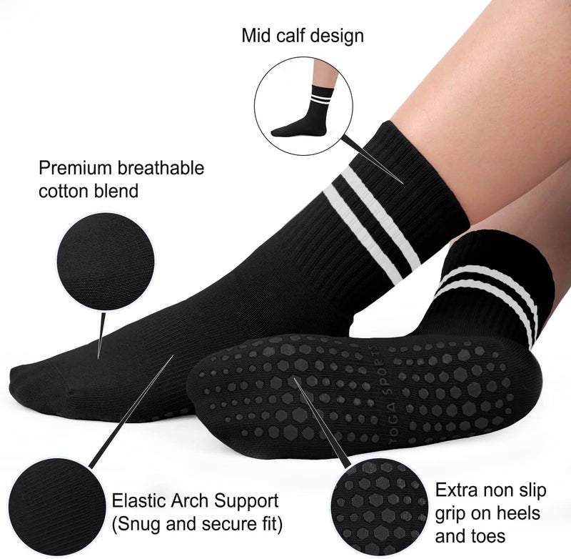 BLONGW Pilates Socks with Grips for Women, Non-Slip Yoga Athletic Socks for Barre Barefoot Workout Hospital - Image 2
